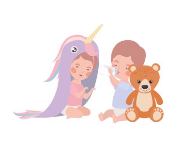 İzole erkek ve kız tasarımı