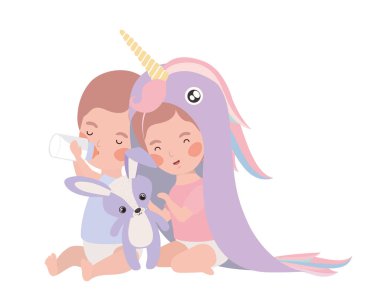 İzole erkek ve kız tasarımı