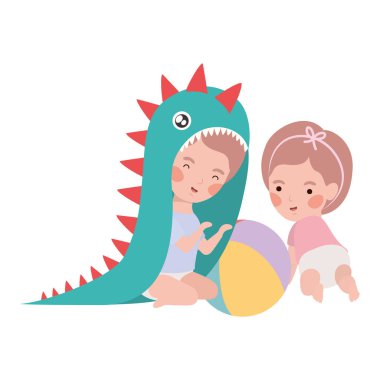 İzole erkek ve kız tasarımı