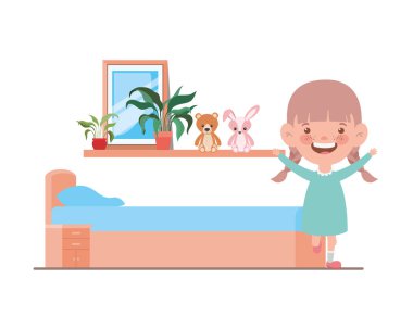 İzole kız karikatür tasarım vektör illüstrasyon