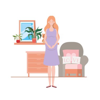 İzole hamile kadın tasarım vektör illüstrasyon