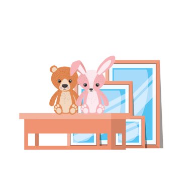 İzole oyuncak ayı ve tavşan tasarımı