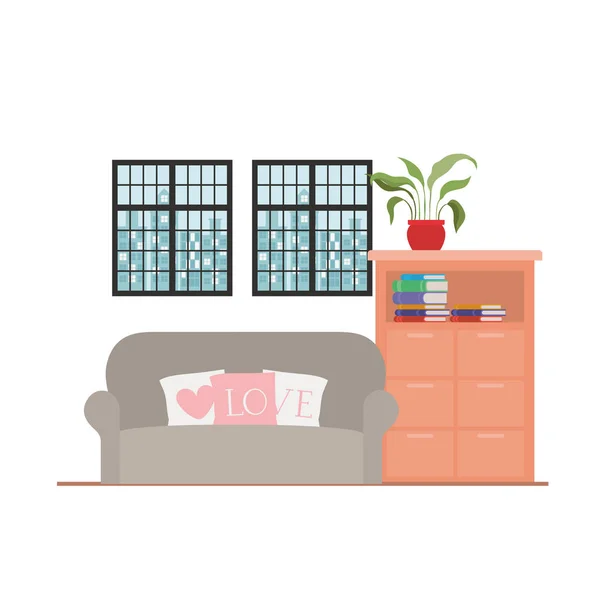 Comfortable home couch design vector illustration — Stock Vector