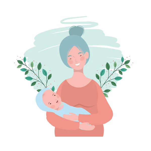 Isolated mother with baby design — Stock Vector