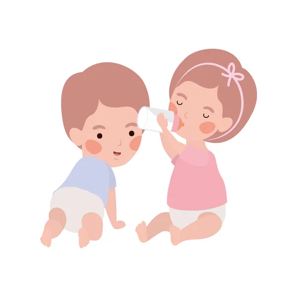 孤立的男婴和女孩设计 — 图库矢量图片