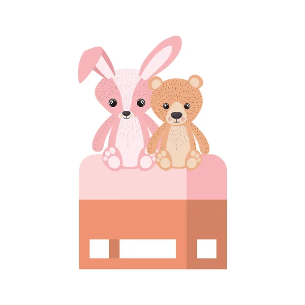Teddybär und Kaninchen — Stockvektor