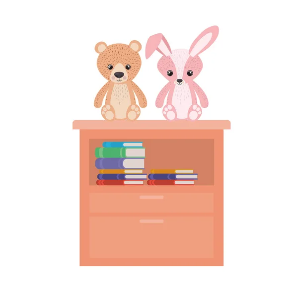 泰迪熊和兔子设计 — 图库矢量图片