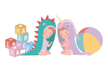 İzole erkek ve kız tasarımı