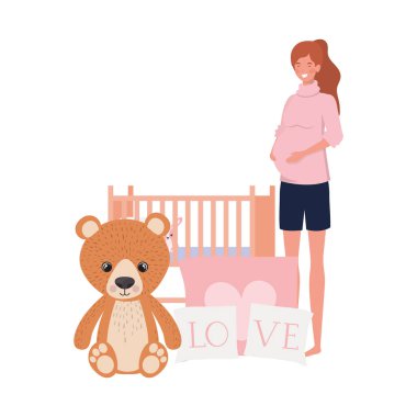 İzole hamile kadın tasarım vektör illüstrasyon