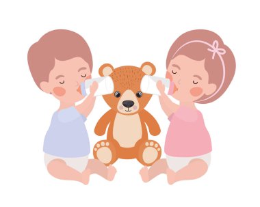 İzole erkek ve kız tasarımı