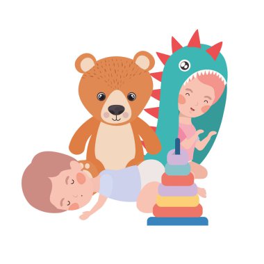 İzole erkek ve kız tasarımı