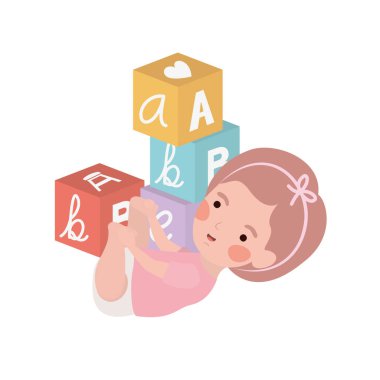 İzole bebek kız tasarım vektör illüstrasyon