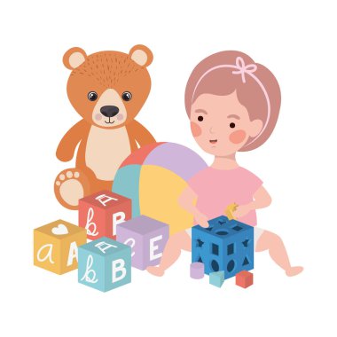 İzole bebek kız tasarım vektör illüstrasyon