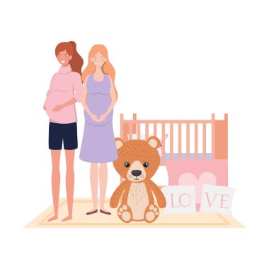 İzole hamile kadın tasarım vektör illüstrasyon