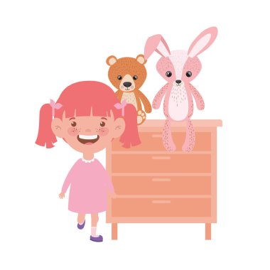 İzole kız karikatür tasarım vektör illüstrasyon