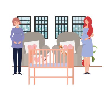 İzole hamile kadın tasarım vektör illüstrasyon