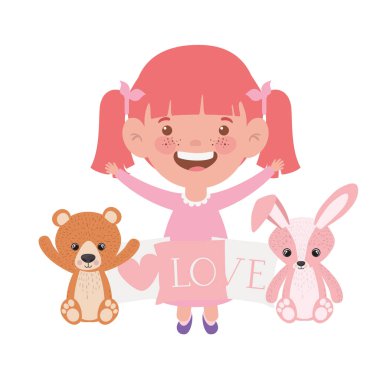 İzole kız karikatür tasarım vektör illüstrasyon