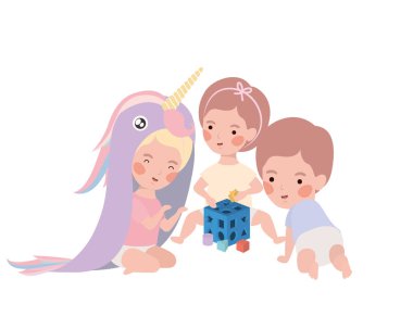 İzole erkek ve kız tasarımı