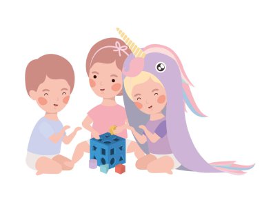 İzole erkek ve kız tasarımı