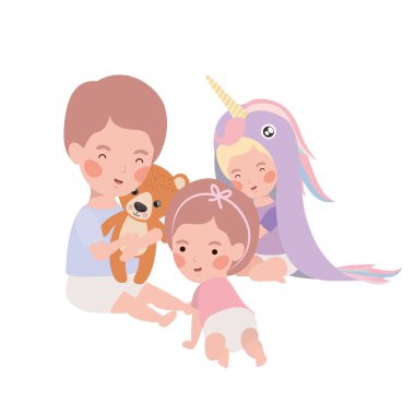 İzole erkek ve kız tasarımı