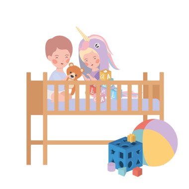 İzole erkek ve kız tasarımı