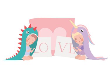 İzole erkek ve kız tasarımı