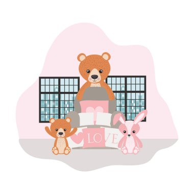 İzole oyuncak ayı ve tavşan tasarımı