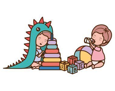 İzole erkek ve kız tasarımı