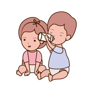 İzole erkek ve kız tasarımı