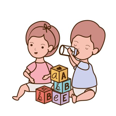 İzole erkek ve kız tasarımı