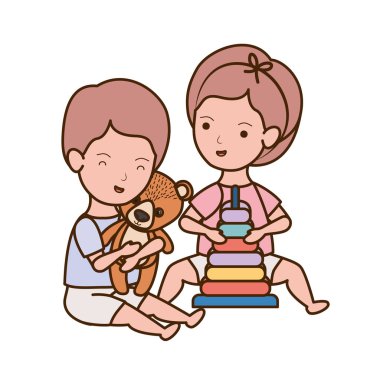 İzole erkek ve kız tasarımı