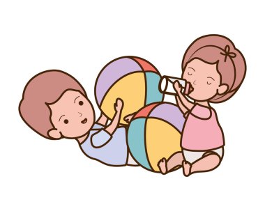 İzole erkek ve kız tasarımı