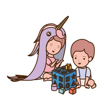 İzole erkek ve kız tasarımı