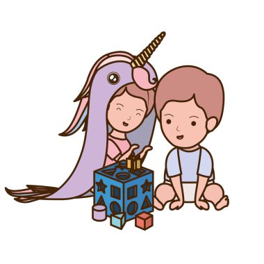 İzole erkek ve kız tasarımı