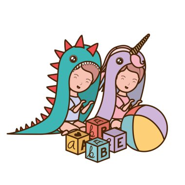 İzole erkek ve kız tasarımı