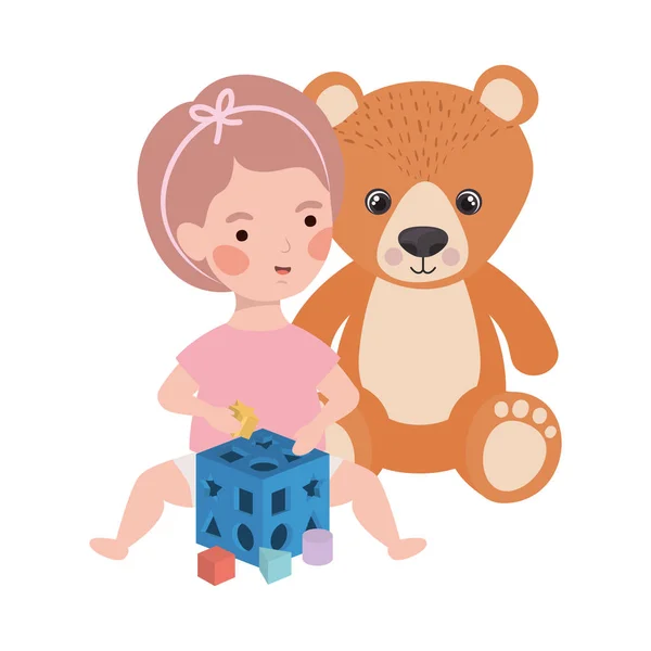 Ilustración vectorial aislado bebé niña diseño — Vector de stock