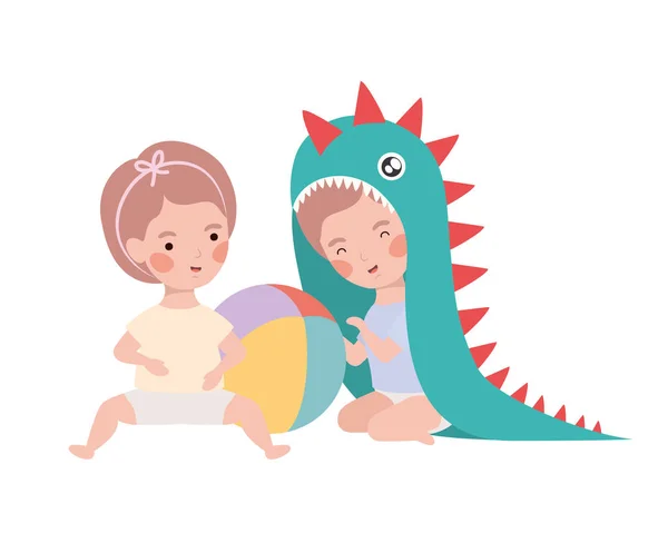 Conception isolée de bébé garçon et fille — Image vectorielle