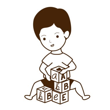 İzole erkek bebek tasarım vektör illüstrasyon