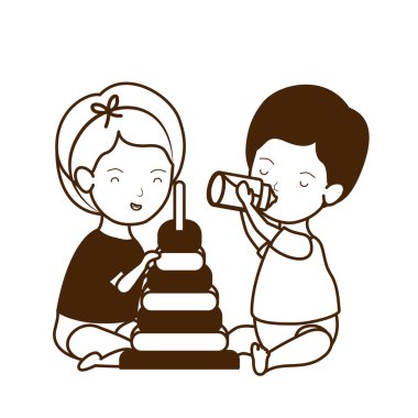 İzole erkek ve kız tasarımı