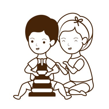 İzole erkek ve kız tasarımı