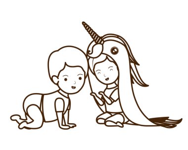 İzole erkek ve kız tasarımı