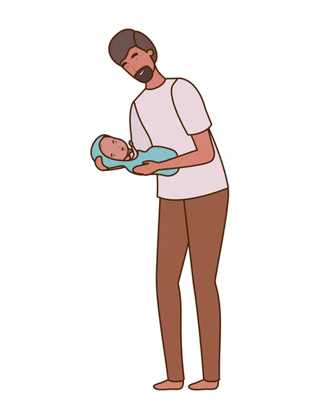 Père isolé avec la conception de bébé — Image vectorielle