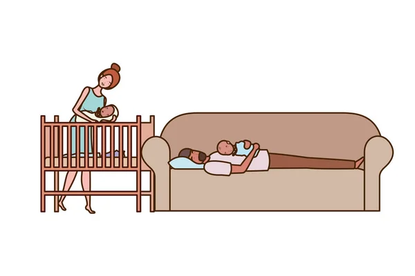 Isolierte Mutter und Vater mit Baby-Design — Stockvektor
