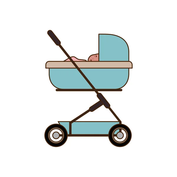 Bambino isolato dentro il design del passeggino — Vettoriale Stock