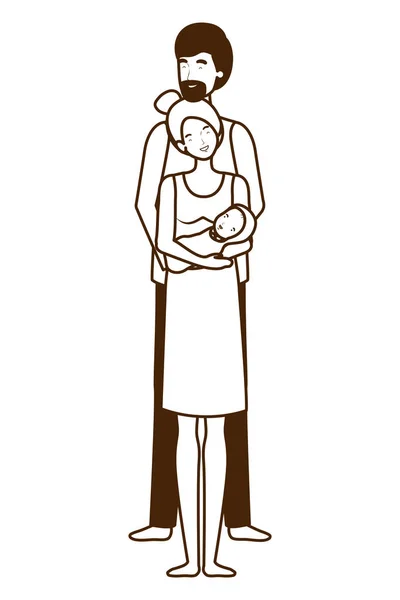 赤ちゃんのデザインを持つ孤立した母と父 — ストックベクタ