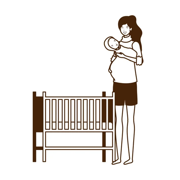 Isolierte Mutter mit Baby-Design — Stockvektor