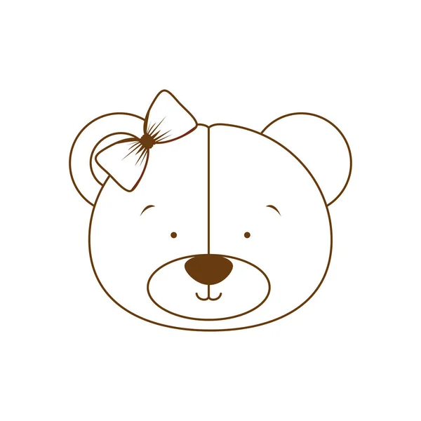 Silhouette di testa di orso carino su sfondo bianco — Vettoriale Stock