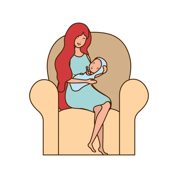 Mãe isolada com design de bebê —  Vetores de Stock