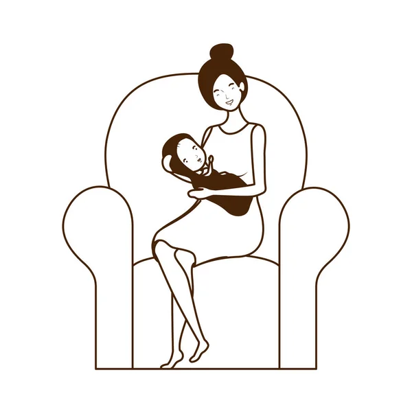 Bebek tasarımı ile izole anne — Stok Vektör
