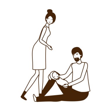 Bebek tasarımı ile izole anne ve baba